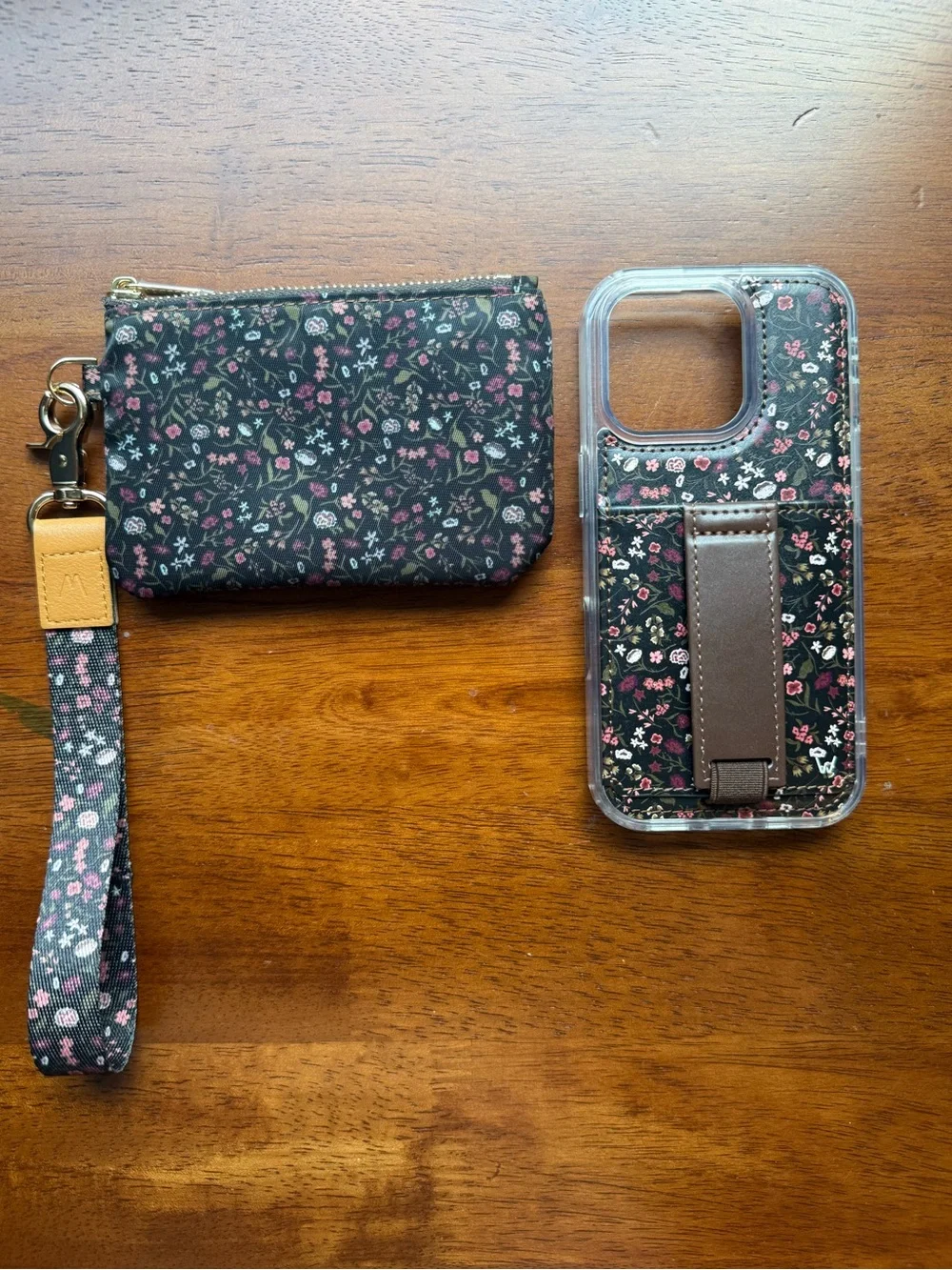 Twilight Blossom Walli Case for iPhone 16 Pro w/ matching zipper pouch & lanyard